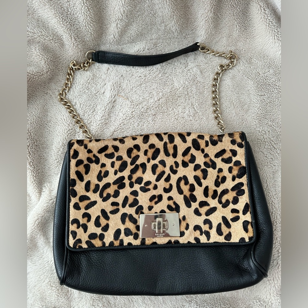 Kate Spade Leopard Print and Black Leather Women's Bag